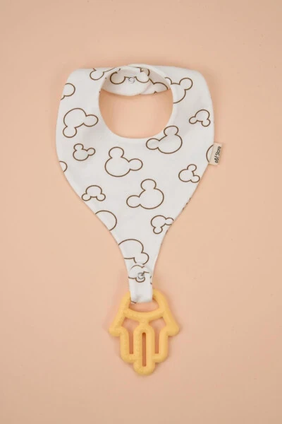 Pacifier Holder Bib - Cute Mouse Patterned 100% Cotton Fabric Pacifier Clip - Modazone