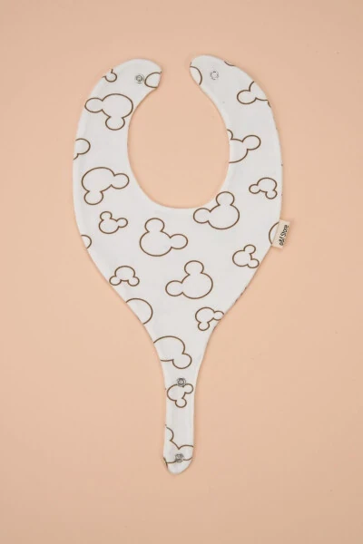 Pacifier Holder Bib - Cute Mouse Patterned 100% Cotton Fabric Pacifier Clip - 3