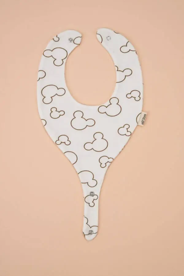 Pacifier Holder Bib - Cute Mouse Patterned 100% Cotton Fabric Pacifier Clip - 3