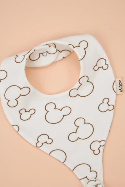 Pacifier Holder Bib - Cute Mouse Patterned 100% Cotton Fabric Pacifier Clip - 4