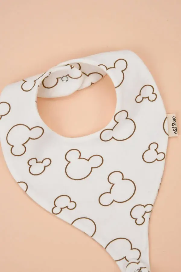 Pacifier Holder Bib - Cute Mouse Patterned 100% Cotton Fabric Pacifier Clip - 4