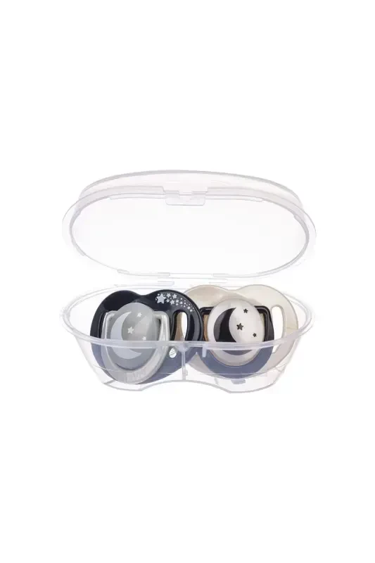 Pacifier Storage Box Black & Pearl Pattern Night & Day 12 Months 2 Pcs - 4