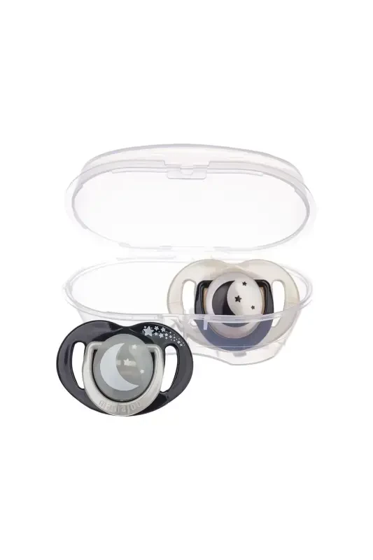 Pacifier Storage Box Black & Pearl Pattern Night & Day 12 Months 2 Pcs - 5