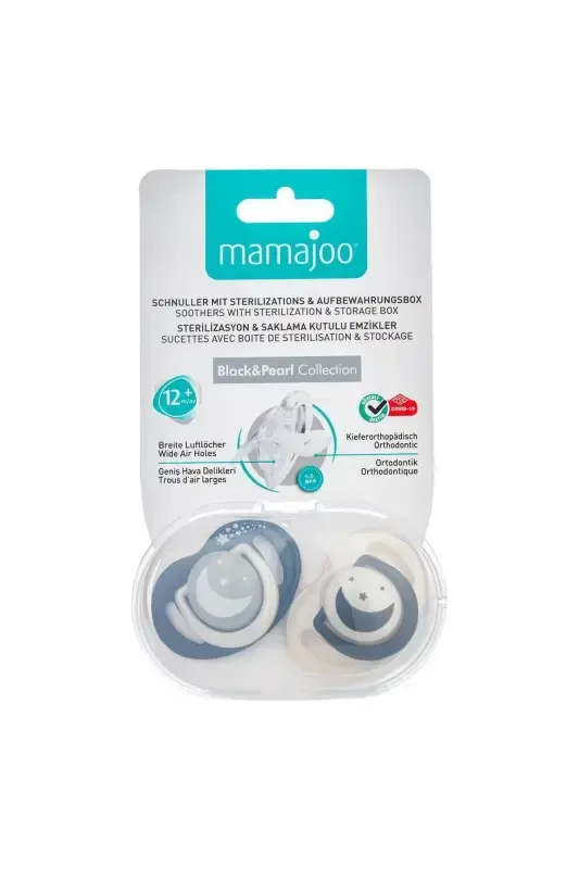 Pacifier Storage Box Black & Pearl Pattern Night & Day 12 Months 2 Pcs - 7