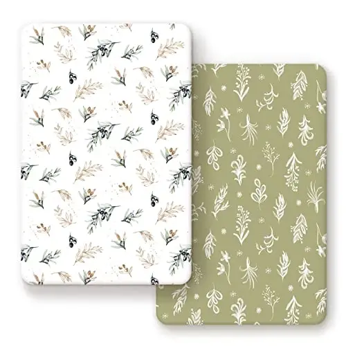 Pack n Play Sheets Fitted 2 Pack, Stretchy Ultra Soft Jersey Knit Pack and Play Sheets, Universal Fitted Portable/Mini Crib Mattresses Snug and Safe, Oliver Flora for Boy and Girl - PACK