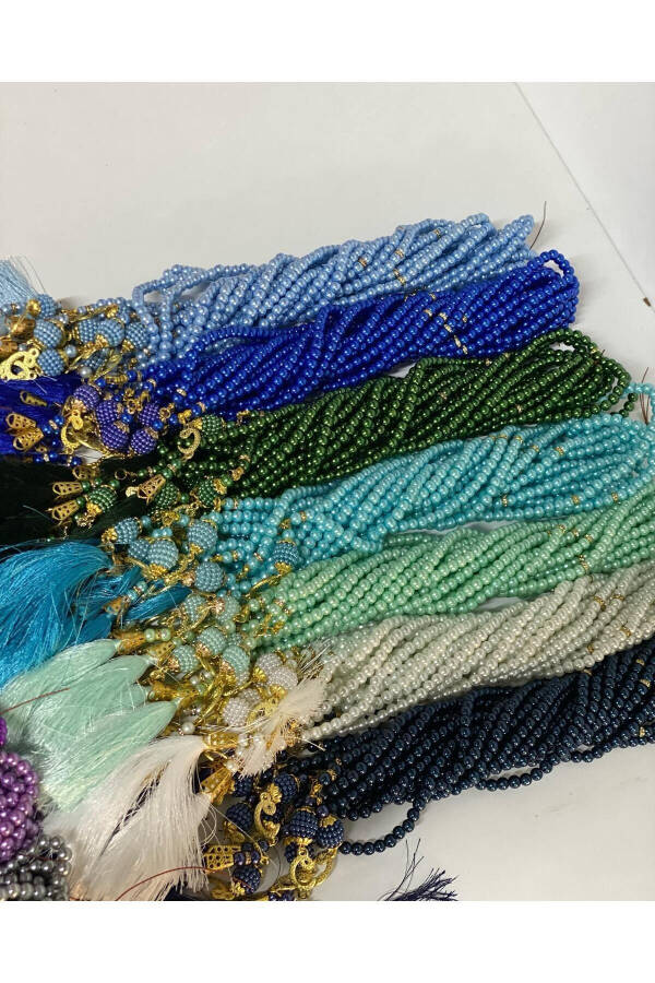 Pack of 10 Women's Umrah, Hajj Gift Set, Cotton Muslin, Glass Pearl Tasbih, Jeweled Zikirmatik - 3