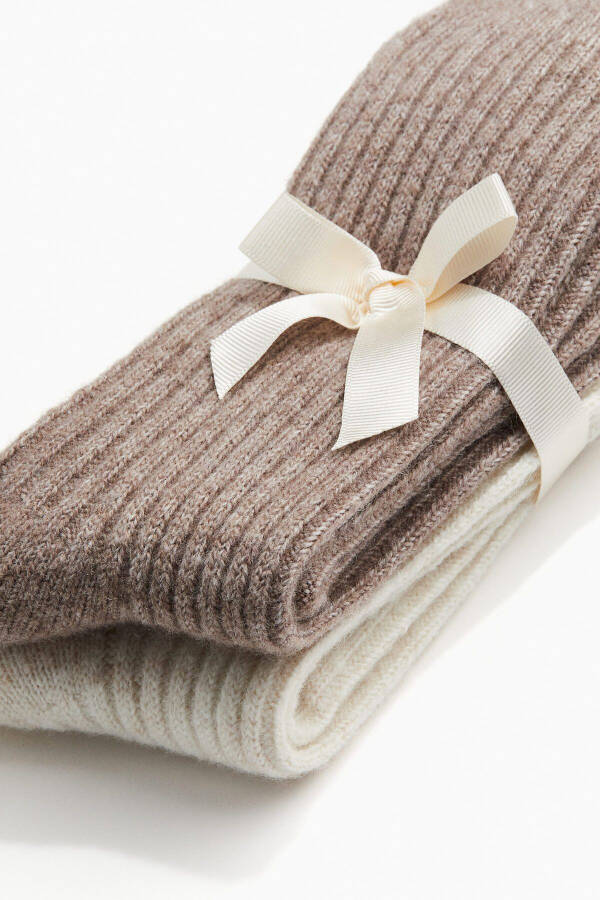 Pack of 2 beige wool blend socks. - 6