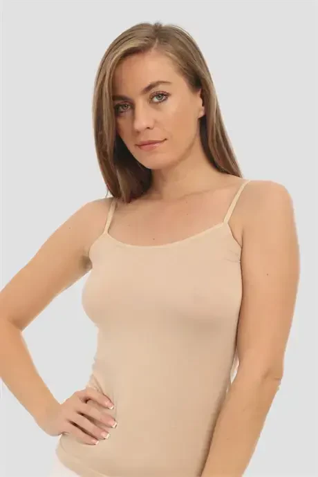 Pack of 2 Flesh-Colored Women's Bamboo String Tank Tops - 6