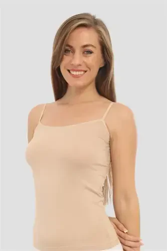 Pack of 2 Flesh-Colored Women's Bamboo String Tank Tops - BÜYÜKBEDENIZ (1)