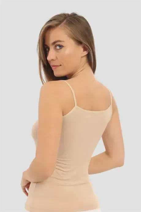 Pack of 2 Flesh-Colored Women's Bamboo String Tank Tops - 8