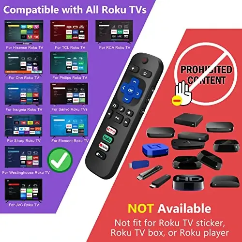 【Pack of 2】 for Roku-TV-Remote-Replacement,Universal Control for TCL,ONN, Hisense Roku TVs - 2