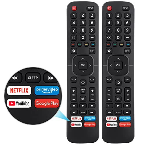 【Pack of 2】 New Universal Remote for All Hisense TV Remote, 2 Piece Replacement Control EN2A27 for Hisense-Smart-TV-Remote, with Netflix, Prime Video, YouTube, Google Play Buttons - 1