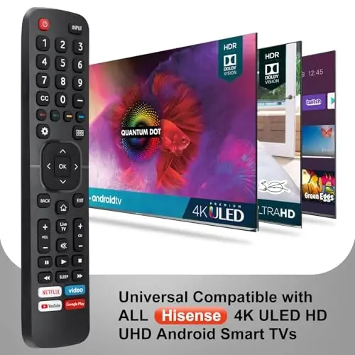 【Pack of 2】 New Universal Remote for All Hisense TV Remote, 2 Piece Replacement Control EN2A27 for Hisense-Smart-TV-Remote, with Netflix, Prime Video, YouTube, Google Play Buttons - 4