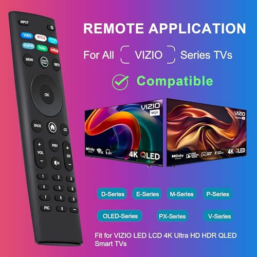 【Pack of 2】 New Universal Remote for VIZIO All LED LCD HD 4K UHD HDR Smartcast 3D Smart TVs Replacement for Vizio-Smart-TV-Remote with 6 Shortcut Buttons for Vizio Smart TVs(D/E/M/P/PX/V/OLED-Series) - 2