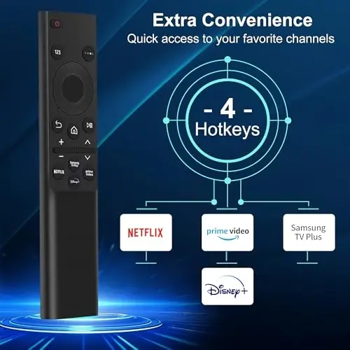 【Pack of 2】 Samsung Smart TV uchun universal masofadan boshqarish pulti, Frame Crystal QLED OLED Curved HDTV 4/8K UHD va boshqalar uchun o‘rinbosar, Netflix Prime-Video Disney+ va Samsung TV Plus tugmalari bilan - 4