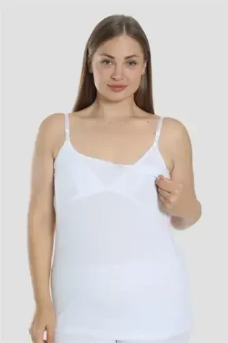 Pack of 2 White Women's Cotton Lycra Nursing Vest - BÜYÜKBEDENIZ (1)