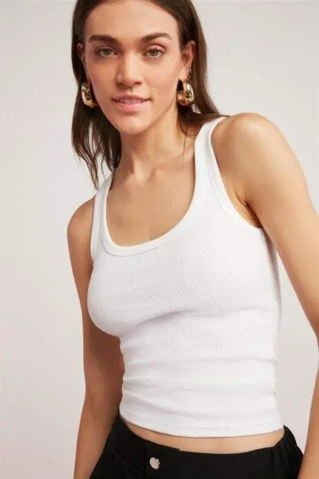 Pack of 2 White Women's Lace-Trimmed Bustier Tank Tops with Wide Straps Basic - 3