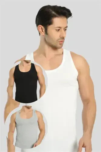 Pack of 6 Assorted Colour Men's Vests 100% Cotton - 1