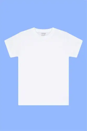 Pack of 6 Crew Neck Boys' White Short Sleeve T-Shirts 100% Cotton - BÜYÜKBEDENIZ (1)