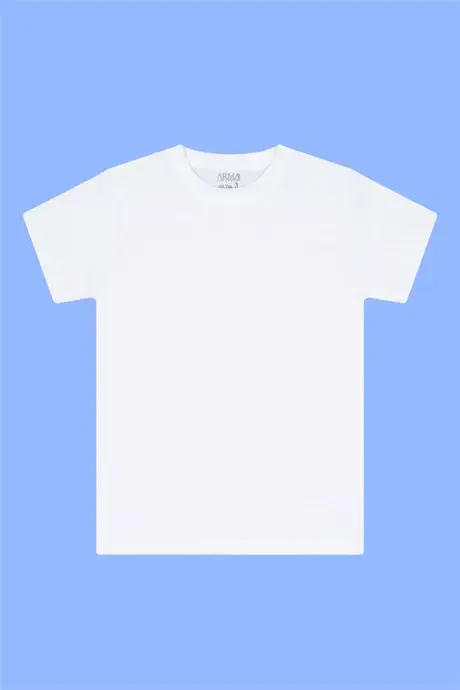 Pack of 6 Crew Neck Boys' White Short Sleeve T-Shirts 100% Cotton - 2