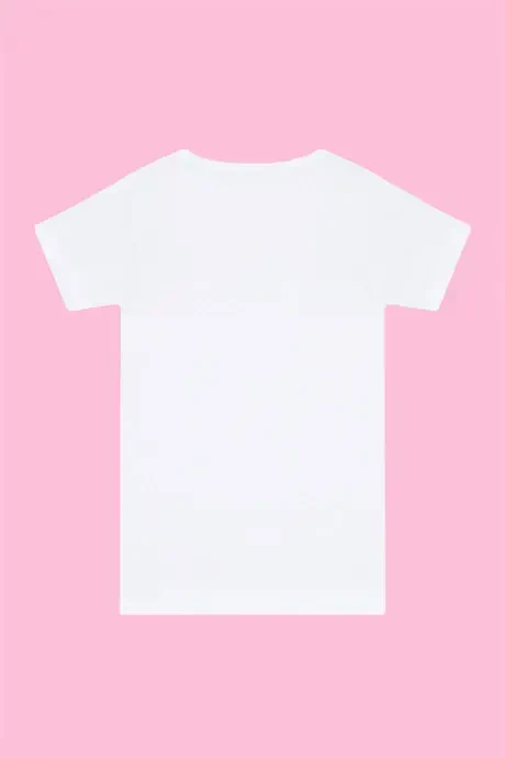 Pack of 6 White Girls' Plain T-shirt Short Sleeve 100% Cotton Ribbed - 4