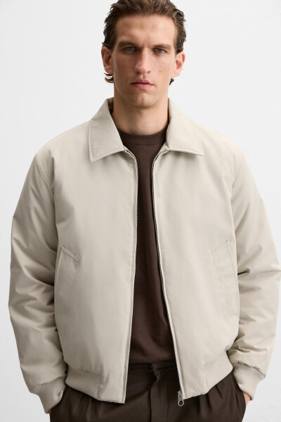 Padded Bomber Jacket - Stone - 14