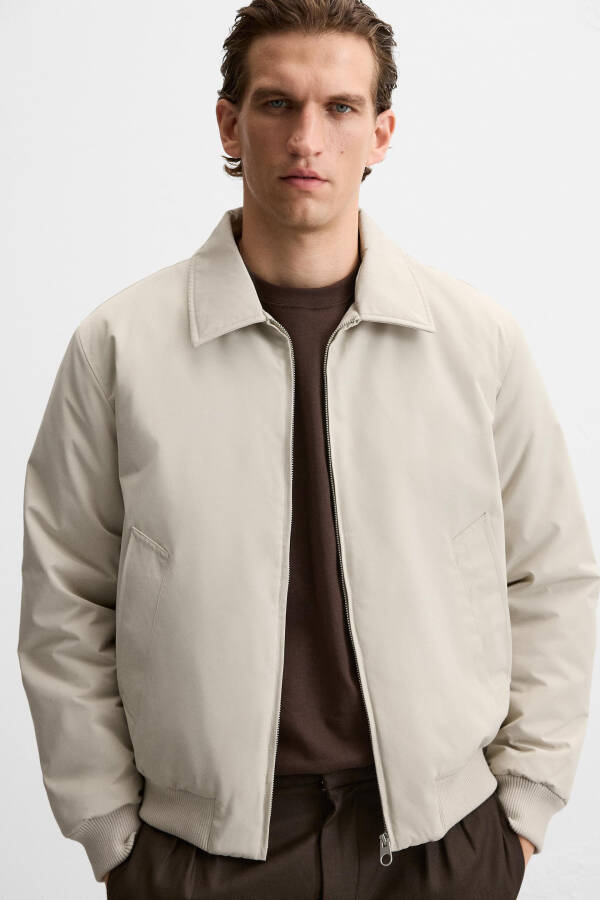 Padded Bomber Jacket - Stone - 5