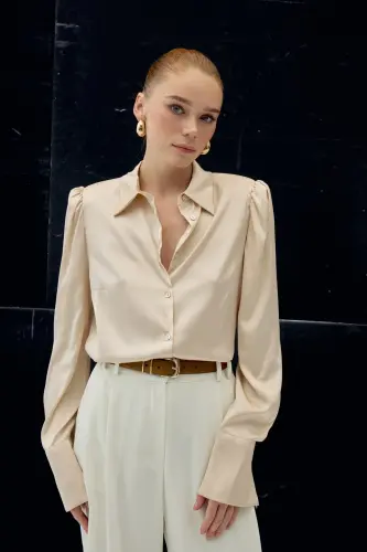 Padded Satin Shirt - Beige-BEIGE - SATEEN (1)