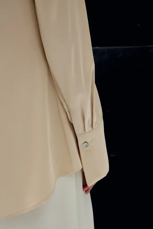 Padded Satin Shirt - Beige-BEIGE - 7