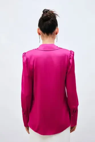 Padded Satin Shirt - FUCHSIA-FUCHSIA - 7