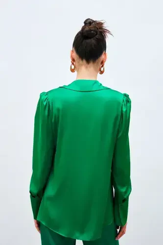 Padded Satin Shirt - Green-GREEN - 6