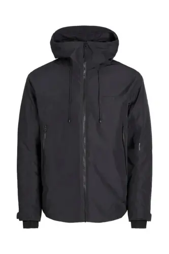 Padded Shell Jacket Suv Sovuq O'tkazmaydigan Qora Erkaklar Mont-Black Padded - 2