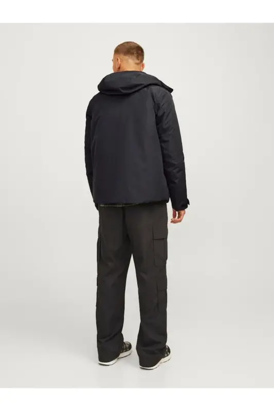 Padded Shell Jacket Suv Sovuq O'tkazmaydigan Qora Erkaklar Mont-Black Padded - 3