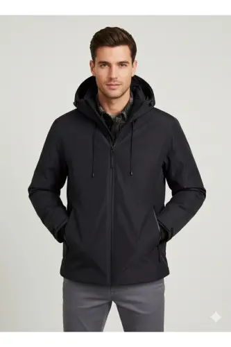 Padded Shell Jacket Water Resistant Cold Proof Black Men's Jacket-Black Padded - 8