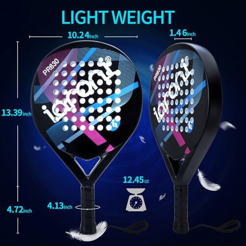 Padel Racket Carbon Fiber Surface with EVA Memory Flex Foam Core Lightweight Padel Racquet - 4