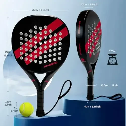 Padel Racket Carbon Fiber Surface with EVA Memory Flex Foam Core Lightweight Padel Racquet - 5