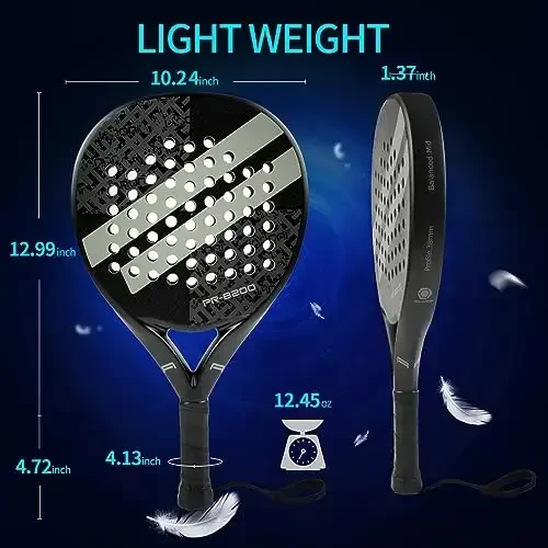 Padel Racket Carbon Fiber Surface with EVA Memory Flex Foam Core Lightweight Padel Racquet - 5