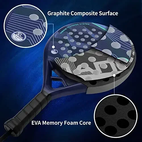 Padel Racket Carbon Fiber Surface with EVA Memory Flex Foam Core Lightweight Padel Racquet - 2