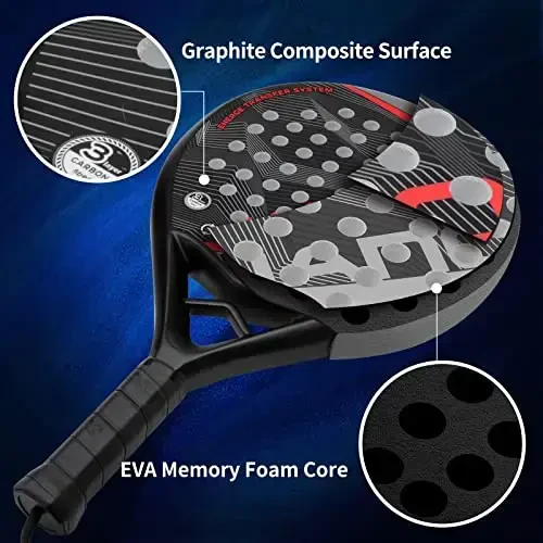 Padel Racket Carbon Fiber Surface with EVA Memory Flex Foam Core Lightweight Padel Racquet - 5