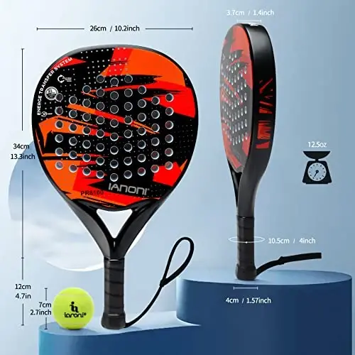 Padel Raket uglerod tolali sirt EVA xotira moslashuvchan ko'pik yadrosi bilan Yengil Padel Raketkasi - 7