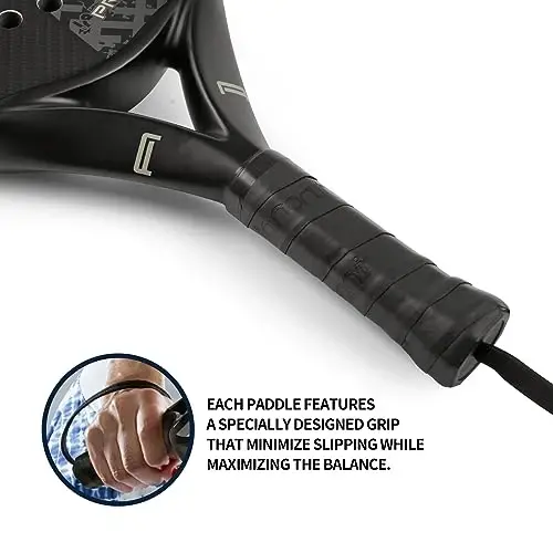 Padel Racket Carbon Fiber Surface with EVA Memory Flex Foam Core Lightweight Padel Racquet - 3