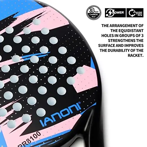 Padel Racket Carbon Fiber Surface with EVA Memory Flex Foam Core Lightweight Padel Racquet - 3