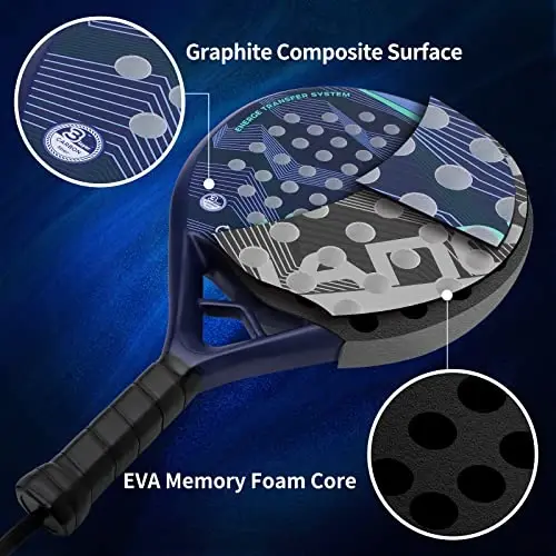 Padel Racket Carbon Fiber Surface with EVA Memory Flex Foam Core Lightweight Padel Racquet - 2