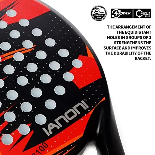 Padel Racket Carbon Fiber Surface with EVA Memory Flex Foam Core Lightweight Padel Racquet - 3