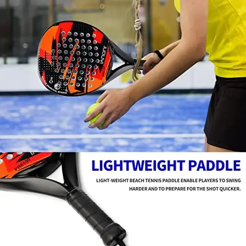 Padel Racket Carbon Fiber Surface with EVA Memory Flex Foam Core Lightweight Padel Racquet - 5