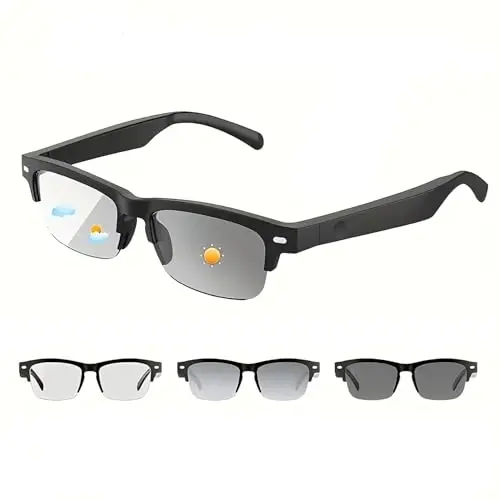 padom Smart Audio Sunglasses, Open-Ear Mic & Speakers, Photochromic Polarized Bluetooth Glasses, Waterproof & Voice Assistant - MODAZONE