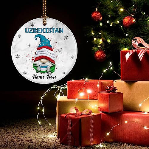 Padovo Kişiselleştirilmiş Özbekistan Cüce Süsü Noel Ağacı için Özbek Cüceler Süsleri Komik Noel 2023 Hediyesi Aile Arkadaşlar İçin Hatıra Çember Seramik 3'' Seyahat Hatırası Dekor Hediyeler - 5