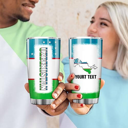 Padovo Personalized Uzbekistan Tumbler Continent Map Of The Country Uzbekistan Tumblers Cup With Lid 20oz with Text Unique Birthday Christmas Souvenir Gifts Idea Insulated Stainless Steel Travel Mug - 2