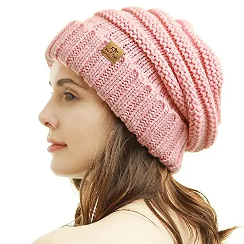 PAGE ONE Ayollar Qishki Shapka Issiq Kabel Triko Shlyapa Uslubi Cho'ziluvchan Moda Qovurg'ali Katta Shapka 