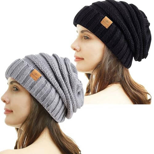 PAGE ONE Womens Winter Beanie Warm Cable Knit Hat Style Stretch Trendy Ribbed Chunky Cap - 1